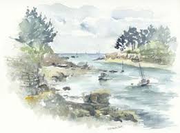 Bords De Mer Paysage Aquarelle Aquarelle Bord De Mer