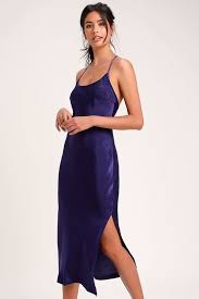 Caulmond Royal Blue Satin Midi Slip Dress Black White Cocktail Dresses Dresses Blue Cocktail Dress