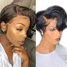 Braid hair in cornrows or wrap hair around the head with a brush or comb. Amazon Com Short Lace Front Wigs Pixie Cut Wig Wavy Brazilian Remy Hair Wigs Glueless Lace Front Human Hair Wigs Pre Plucked Everything Else