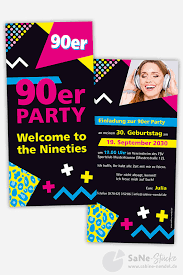 Alles für den kindergeburtstag, stylische mottopartys und saisonale anlässe: Einladung 90er Party Sabine Nendel