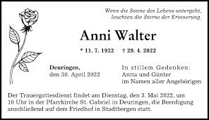 Traueranzeigen von Anni Walter