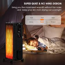 Heats up fast and is super quiet, one reviewer said. 1500 W Oil Filled Heater Portable Radiator Space Heater With Adjustable Thermostat Black Overstock 32812862