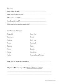 Historic melbourne cup facts · the first ever winner of the melbourne cup was archer, who won 170 pounds and a gold watch. Melbourne Cup English Esl Worksheets For Distance Learning And Physical Classrooms