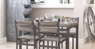 Zenvida 5 Piece Dining Set Rustic Grey Wooden Kitchen Table And 4 Chairs Walmart Com Nook Dining Set Wooden Kitchen Table Kitchen Table Settings