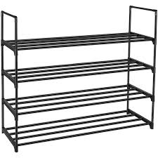Consider a larger option if you're looking to store large shoes (men's size 13 or over) or high heels. Dazhom 4 Tier Shoe Rack Shoe Racks Storage Organizer Closet Metal Cabinet Stackable Shoe Rack Tower Space Saving Organizer Shoe Shelf Durable Holds 20 Pairs Black Buy Online In Saint Vincent And The