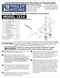 Gnxa8030 is compatible with any b&w turnoverball hitch. B W Trailer Hitches Turnoverball Model 1314 Dodge User Manual 5 Pages