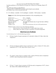 It will help and challenge learners to understand how to solve problems involvi. Gas Laws Unit Test Answer Sheet