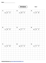 division worksheets free and printable