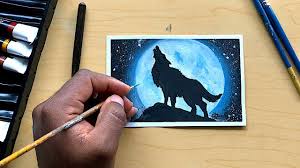 Learn how to draw a cartoon wolf with easy step by step instructions. How To Draw A Wolf Watercoloring A Wolf Howling At The Moon Beginners Youtube