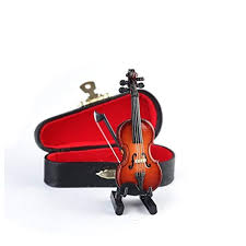 Amazon Com Seawoo Wooden Miniature Violin With Stand Bow And Case Mini Musical Instrument Miniature Dollhouse Mod Dollhouse Miniatures Gifts For Family Violin