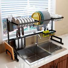 Check spelling or type a new query. Over The Sink Dish Drying Rack Kitchen Sink Organizer Dish Rack Stainless Steel Over The Sink Shelf Storage Rack W Utensils Holder Hooks Dish For Kitchen Space Saver Sink Drying Rack Sink