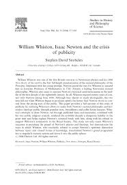I alone his whole life; Pdf William Whiston Isaac Newton And The Crisis Of Publicity