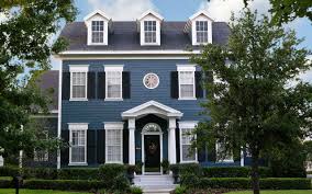 Blue Colonial House House Exterior Blue House Paint Exterior Exterior Paint Colors For House