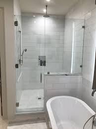 Corner Shower With Stand Alone Bathtub On The Side Bathroom Design Bathroom Layout Bathroom Design Layout