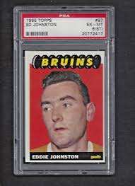 1965 Topps #97 Ed Johnston PSA 6 (ST) EX-MT Vintage Boston Bruins Hockey  1965-66