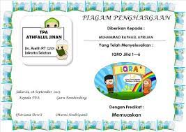 Check spelling or type a new query. Pelangi Kehidupan Piagam Penghargaan Khatam Iqro