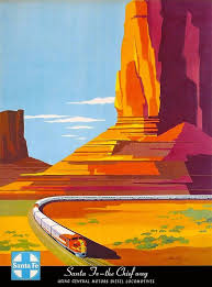 Santa Fe The Chief Way New Mexico United States Travel Advertisement Art Poster Retro Travel Poster Travel Posters Train Posters