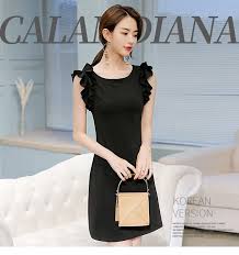 Caidaifei 2018 Spring And Summer New Style Korean Style Large Size Slimming Fashion Leisure Versatile Solid Color Tren Fashion Night Fashion Women Dress Online