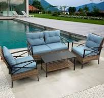 Fimous High Back Rattan Seater Loveseat Sofa Double