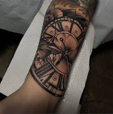 Black And Grey Tattoo Artists Austin Tattoo By Austin Jones At Painted Temple Tattoo And Art Gallery In Slc Ut Temple Tattoo Broken Clock Tattoo Tattoos