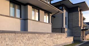 Need new ideas for your exterior house paint colors? Modern Industrial Exterior Veneer Stone Home Masonry Architecture Design Buechel Stone