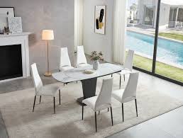 A dining room table is an important part of your home. 2417 Marble Table White With 3405 White Chairs Tables Dining Room Furniture