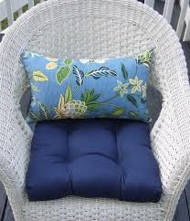 Indoor Outdoor 19 X 19 Universal Tufted Wicker Seat Chair Patio Cushion Set Solid Navy Blue Cushi Wicker Chair Cushions Navy Blue Cushions Garden Chairs