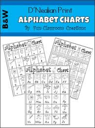 Alphabet Charts Black And White Dnealian Print
