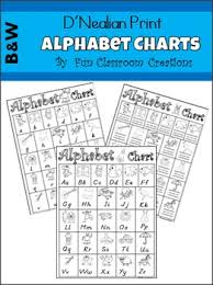 Alphabet Charts Black And White Dnealian Print