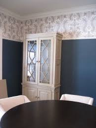 You can place a chalk line or strip of masking tape on the wall to help visualize the height while you decide. Wallcovering With High Chair Rail Traditional Dining Room Detroit State Street Studio Farmhouse Decor Living Room Rental Home Decor Bedroom Wall Colors