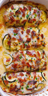 Baked Chicken Zucchini With Bacon Diner Recipes Recipes Chicken Zucchini Bake