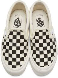 Black And White Checkered Vans Slip Ons Womens Vans Off White Black Checkerboard Og Classic Slip On Sneakers Checkered Shoes White Slip On Sneakers Slip On Sneakers
