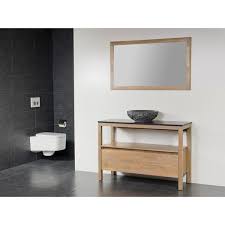 Pour la réussite de la pose de votre salle de bain. Saniclass Natural Wood Meuble Salle De Bain Avec Miroir 100cm Grey Oak Avec Vasque A Poser En Pierre Naturelle Sawiday Fr