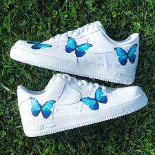 Nike Air Force 1 AF1 Custom With BLUE 'BUTTERFLY' - Etsy