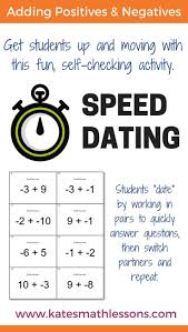 Adding Positive And Negative Integers Speed Dating Activity Middle School Math Lesson Plans Teaching Integers Positivity
