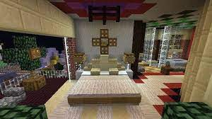 Minecraft Furniture Bedroom A Large Bed With Unique Pillows And A Royal Style I Like The Trapdoors Around The Picture To Make A Frame