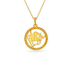 Taurus Zodiac Laser Cut High Polish Gold Pendant Tanishq