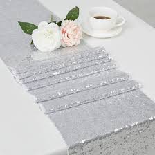 Dolopl Sequin Table Runners 12 X72 Inch Glitter Silver Table Runner Party Supplies Fabric Decorations For Wedding Birthday Baby Shower