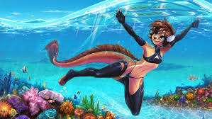 Anthro, furry, underwater, creature, fish | 1413x795 Wallpaper -  wallhaven.cc