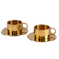 Created by the chef and designer davide oldani in collaboration with the lavazza training center, ecup keeps the cream compact and enhances the aroma, making it last. Cup Espresso Saucers 24k Gold Plated Elite Luxury Gold Plating