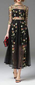 Women dresses white and black formal evening dress with flower sash bateau satin long party these dress with black flowers are provided by trusted brands and manufacturers associated with most dress with black flowers are created of natural fibers such as cotton, which makes them. Floral Embroidered Sheer Black Dress Floral Embroidered Dress Fancy Dresses Embroidered Dress