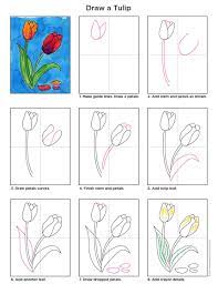Punch a hold in the center of the folded flower with your hole punch. Tulip Flower Drawing For Kids Easy Step By Step Novocom Top