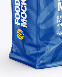 Download Glossy Food Bag Mockup Half Side View In Bag Sack Mockups On Yellow Images Object Mockups