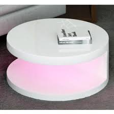 The large round tabletop is made of mdf and finished with a high piano gloss. Tiffany Led Round Top White High Gloss Coffee Table 80x80cm Coffee Table High Gloss Coffee