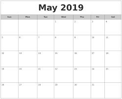 Free Printable Calendar May 2019 May2019calendar May2019 2019calendar Printablete Excel Calendar Template Monthly Calendar Template Printable Calendar Word