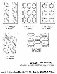 20x30 tent table layout for up to 70 people in 2019