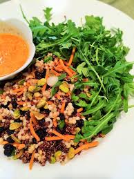 Red Quinoa Couscous And Arugula Salad With Sweet Pimiento Dressing Trader Joe S Copycat Recipe Karen Mangum Nutrition Recipe Red Quinoa Arugula Salad Clean Recipes