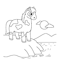 Het kleuren van tekeningen helpt kinderen om vormen te leren kennen en het verbeterd de. Leuk Voor Kids Een Gevlekte Pony Bij Het Water