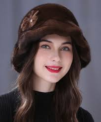 新品 限定☆上品なミンクファーのハット茶/帽子 レデイース 毛皮リアルファー