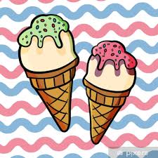 Colorie l'image avec de délicieuses couleurs. Coussin Decoratif Illustration De Creme Glacee De Dessin Anime Doodle Sur Un Fond De Couleur Rayee Excellent Design Pour Toutes Les Fins Fete D Anniversaire Ete Nourriture Sucree Illustration Vectorielle Colore Illustration Vectorielle
